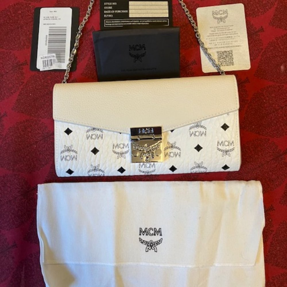 MCM Womens Chain Link Shoulder Bag - White - Brand New w/Tags